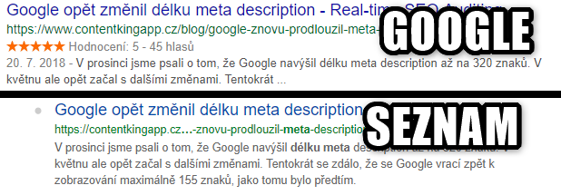 Meta descriptions: Google vs Seznam